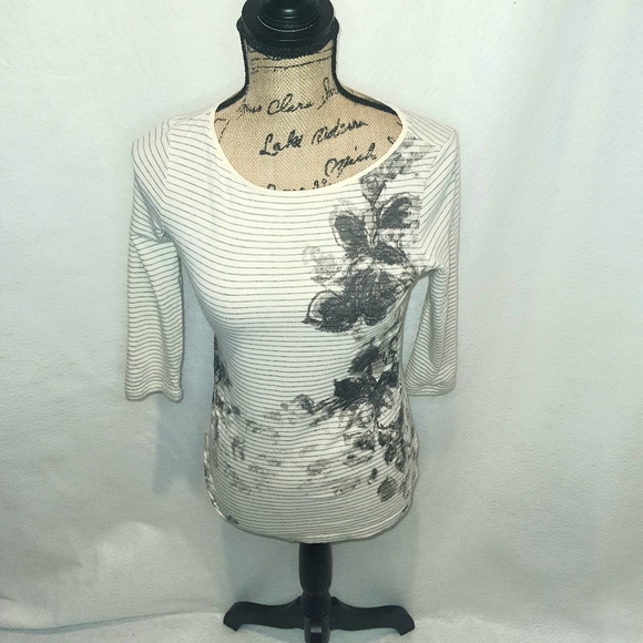 Talbots Tops - Women's Tolbert's 3/4 Sleeve Blush Pima Cotton Top XS Striped Boat Neck